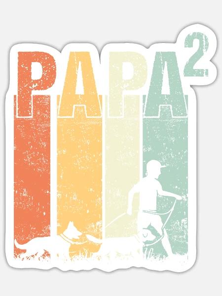 Hundepapa Dad Papa Vater mit 2 zwei Hunde Hunden - Sticker Größe S (10 x 10 cm) - Mattweiß