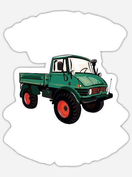 Ich verliere kein Öl - Unimog - Offroad - Oldtimer - Sticker Größe S (10 x 10 cm) - Mattweiß