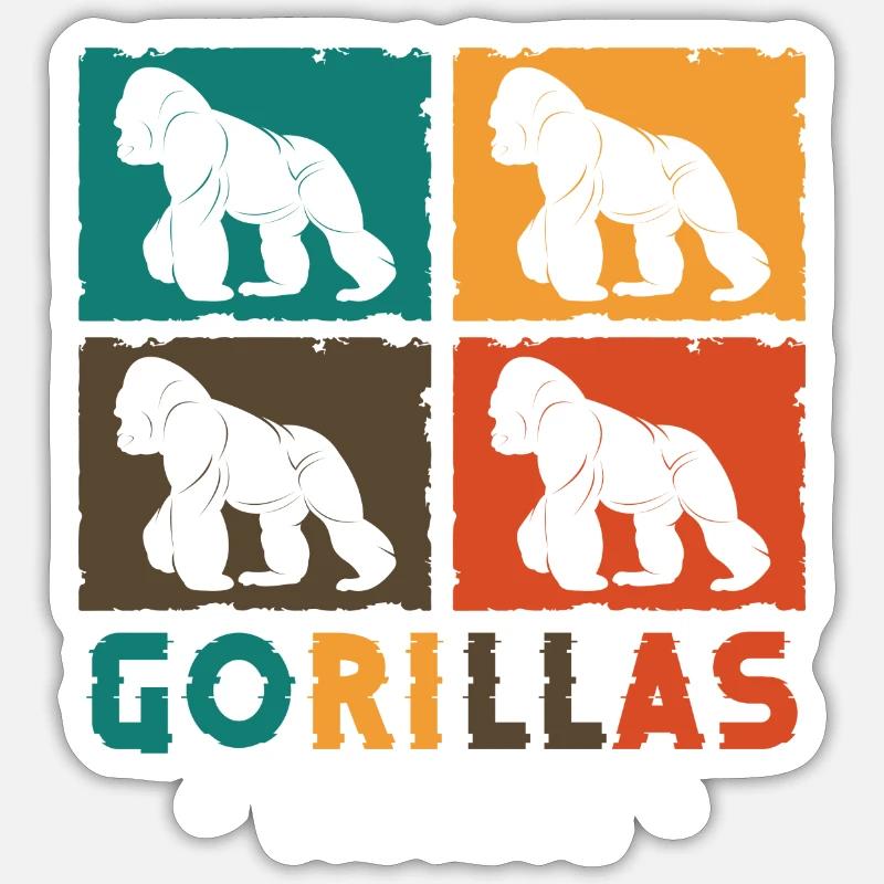 Monkey Training Silberrücken Zoo - Sticker Größe S (10 x 10 cm) - Mattweiß