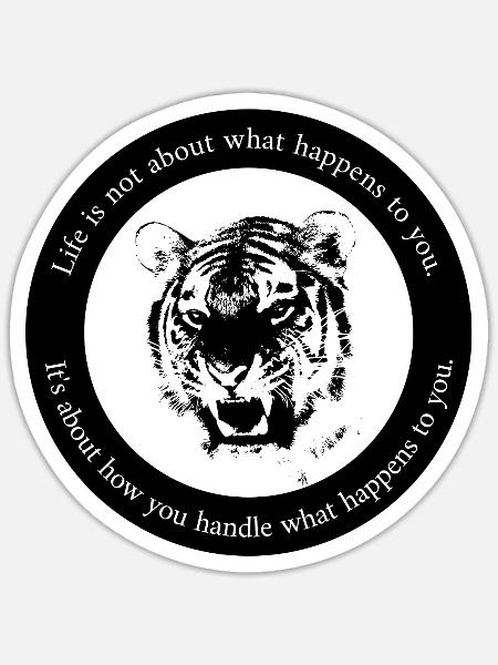 Inspirierender Spruch Tiger Motivation Mindset - Sticker Größe S (10 x 10 cm) - Mattweiß