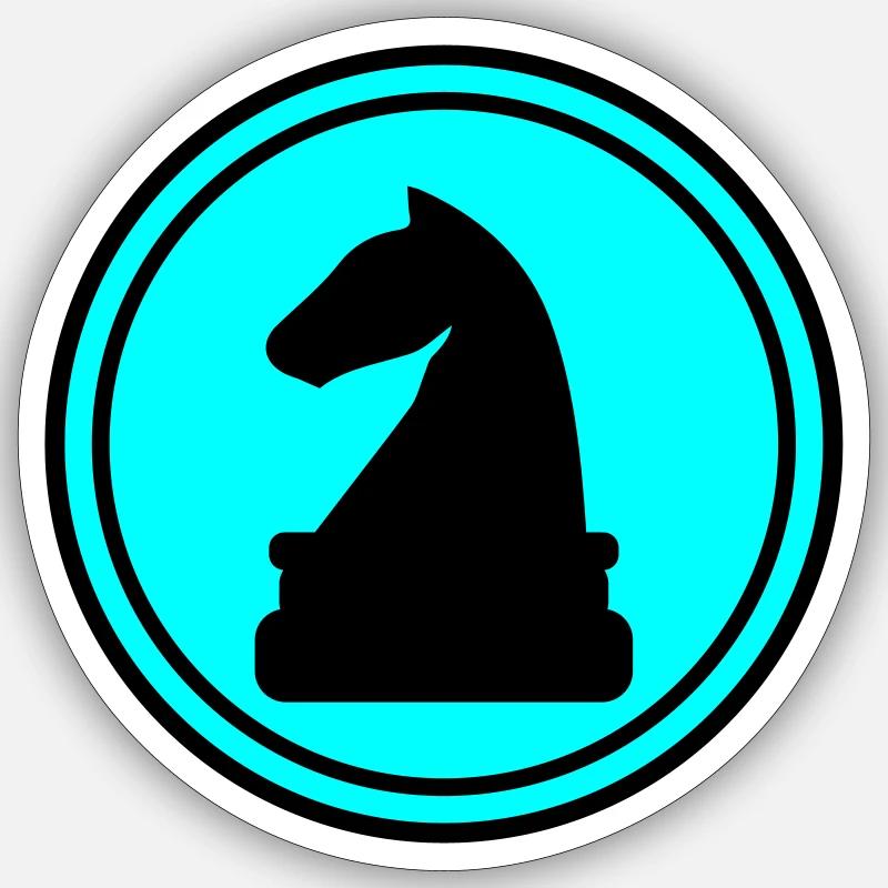 Pferd Schachfigur - Sticker Größe S (10 x 10 cm) - Mattweiß