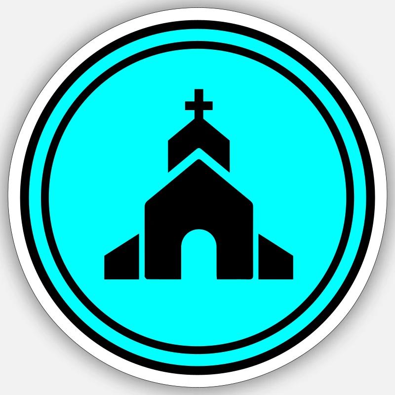 Kirche glaube - Sticker Größe S (10 x 10 cm) - Mattweiß
