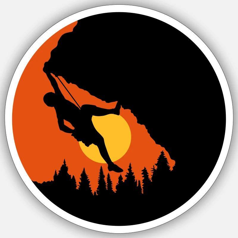 Sun Evening Climbing Silhouette - Sticker size S (10 x 10 cm) - white matte