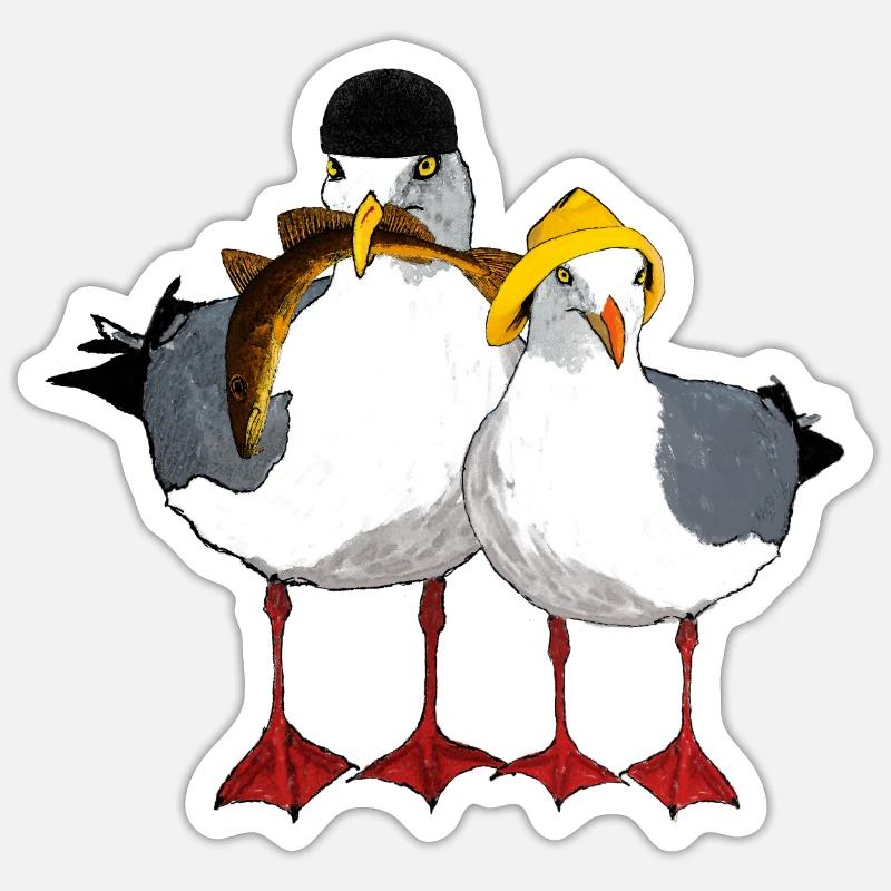 Möwe Jonathan und seine Emma - Sticker Größe S (10 x 10 cm) - Mattweiß