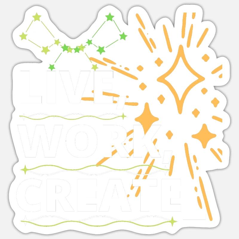 like, work, create - Sticker taille S (10 x 10 cm) - blanc mat