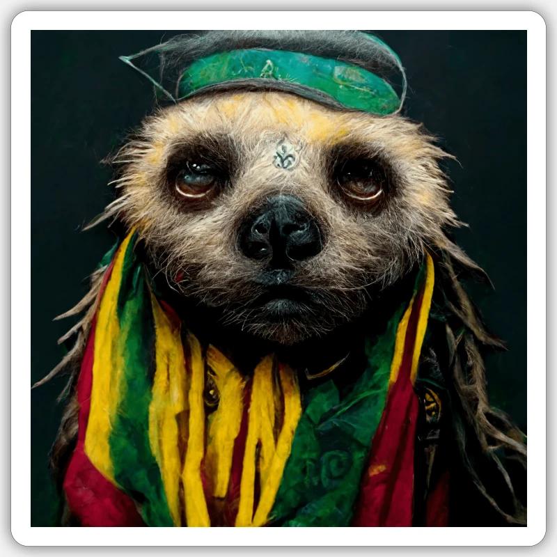 Rasta Sloth - Sticker size S (10 x 10 cm) - white matte