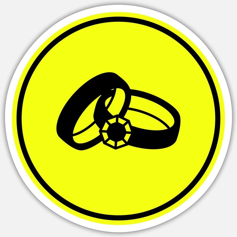 Eheringe Hochzeit - Sticker Größe S (10 x 10 cm) - Mattweiß