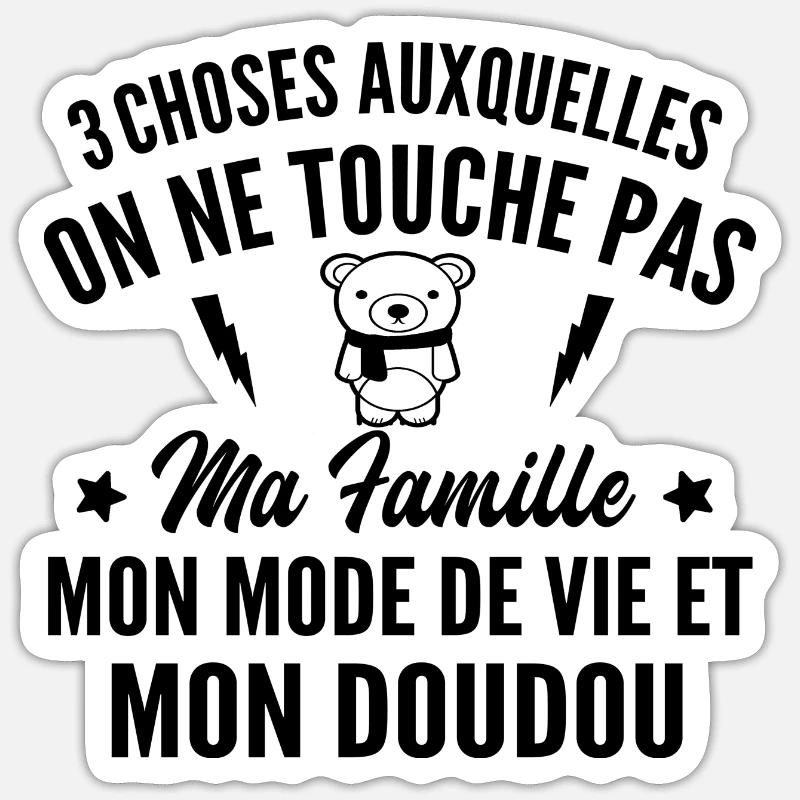 Doudou / touche pas mon doudou - Sticker taille S (10 x 10 cm) - blanc mat