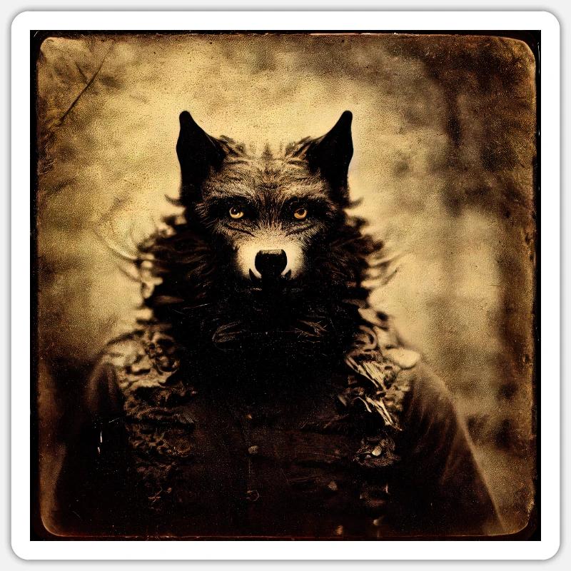 Loup-garou - Sticker taille S (10 x 10 cm) - blanc mat