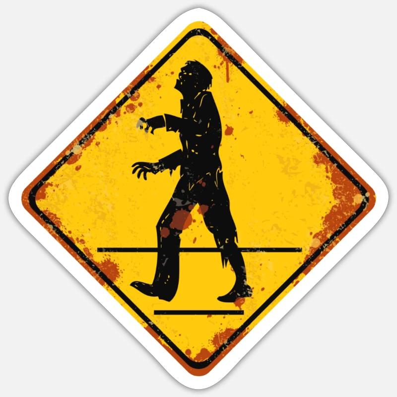 Caution Zombies. - Sticker size S (10 x 10 cm) - white matte