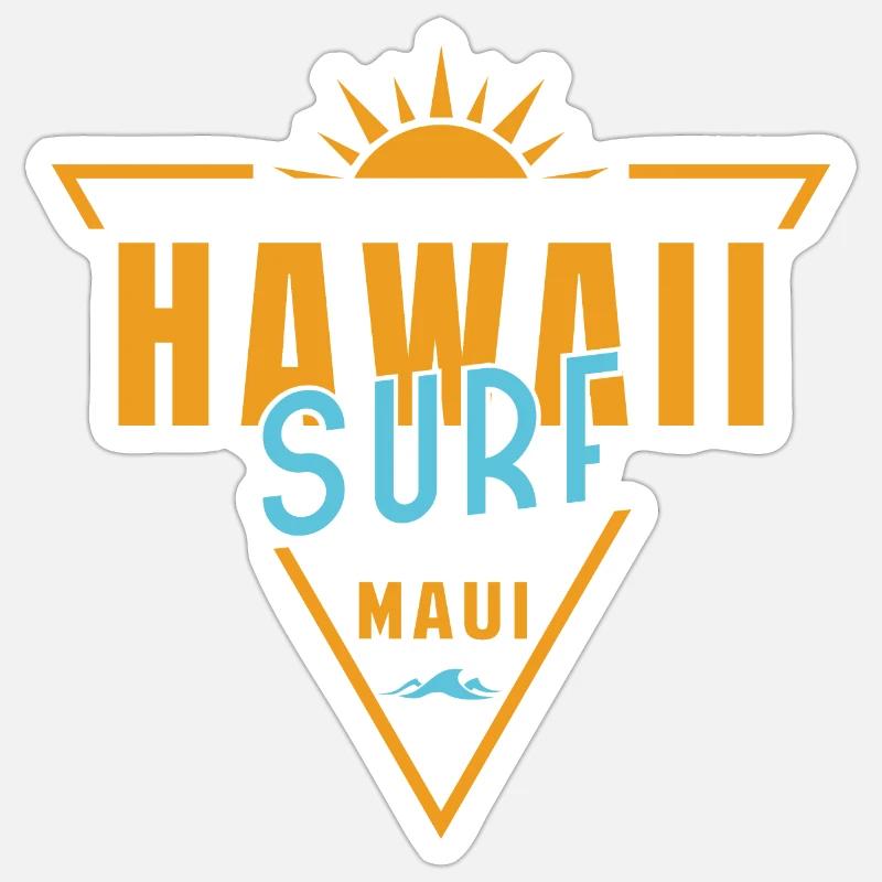 Hawaï Surf Maui Rétro Triangle - Sticker taille S (10 x 10 cm) - blanc mat