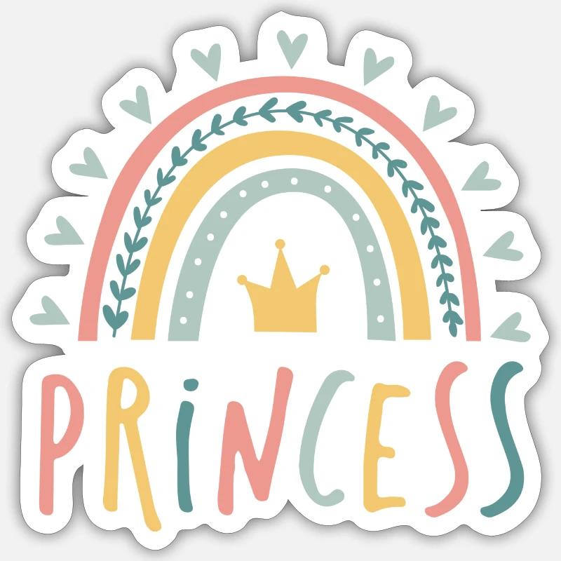 princesse - arc-en-ciel - Sticker taille S (10 x 10 cm) - blanc mat