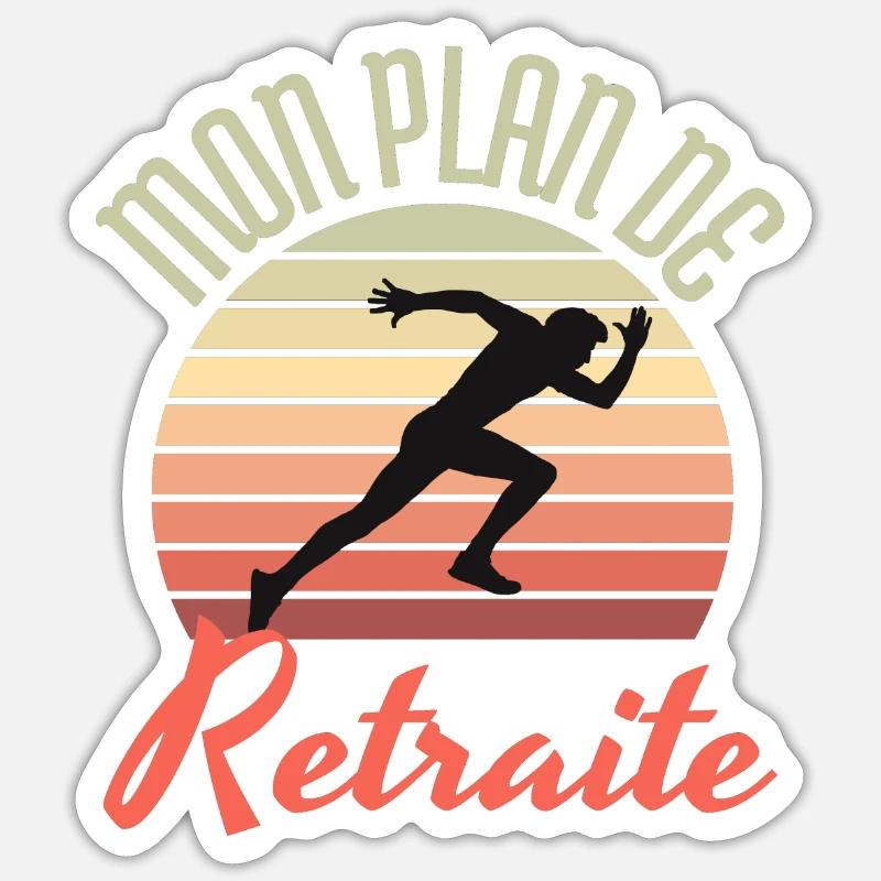 mon plan de retraite le running - Sticker taille S (10 x 10 cm) - blanc mat