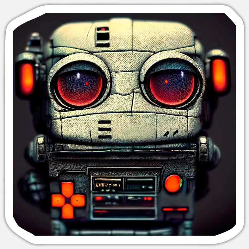 Robot virtuel - Sticker taille S (10 x 10 cm) - blanc mat