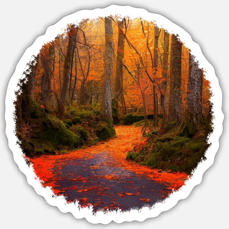 Forêt d’automne - Sticker taille S (10 x 10 cm) - blanc mat