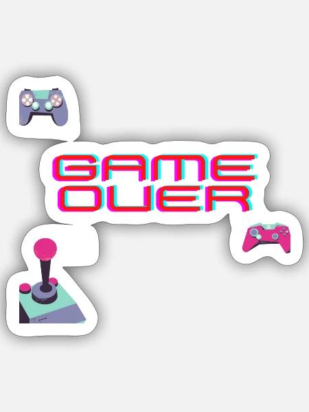 Game Over - Sticker Größe S (10 x 10 cm) - Mattweiß