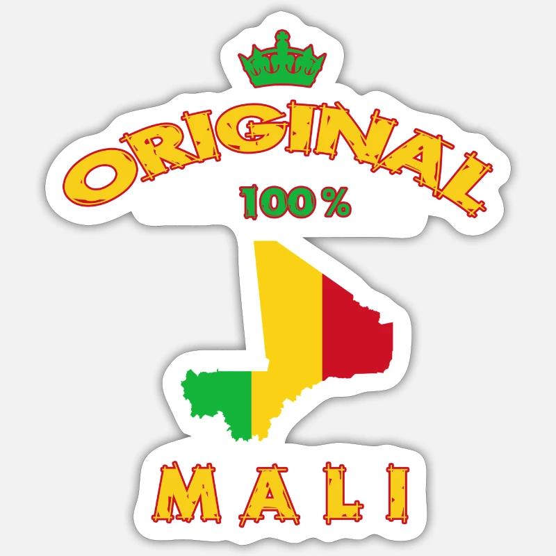 Drapeau du Mali 100 % original - Sticker taille S (10 x 10 cm) - blanc mat