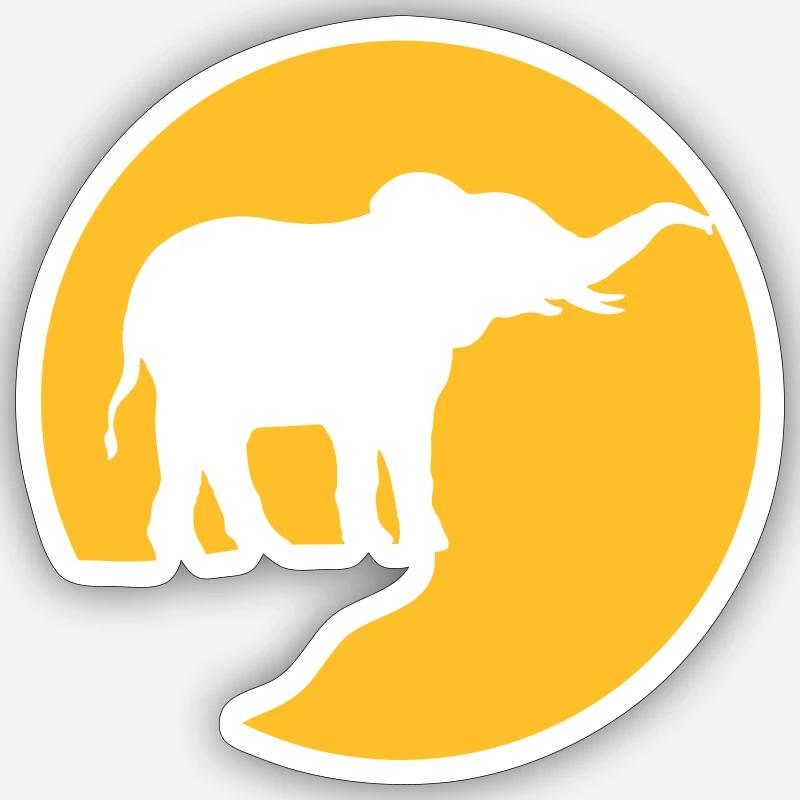 Silhouette Cliff Moon Elephant - Sticker size S (10 x 10 cm) - white matte