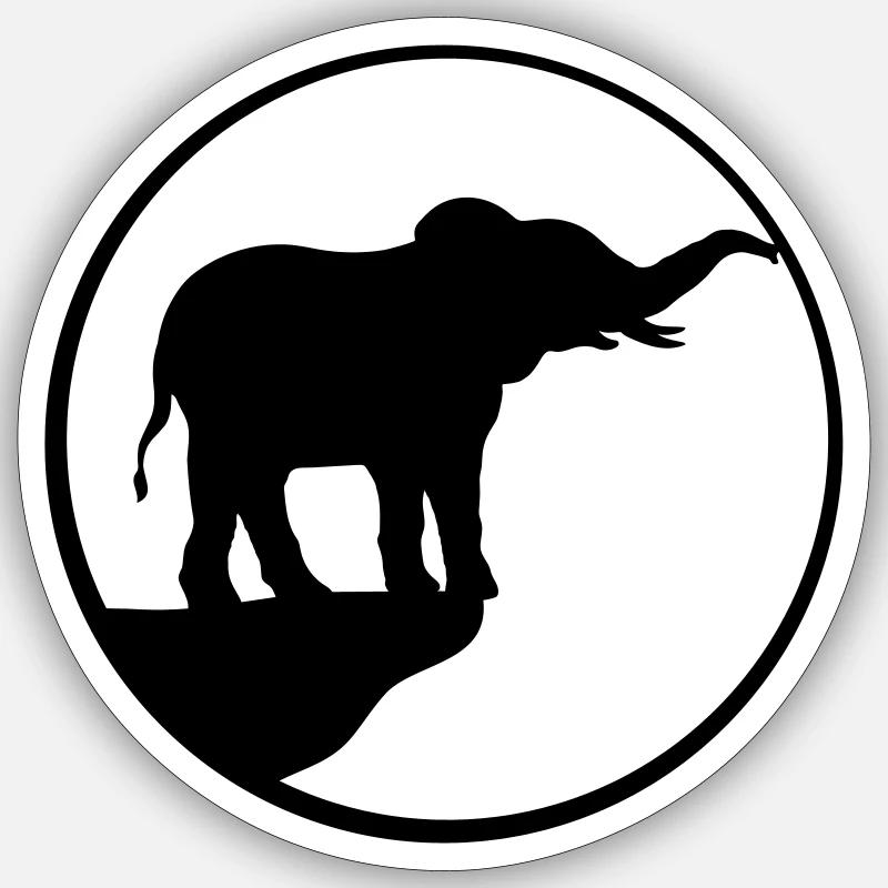Cliff Moon Elephant Silhouette - Sticker size S (10 x 10 cm) - white matte