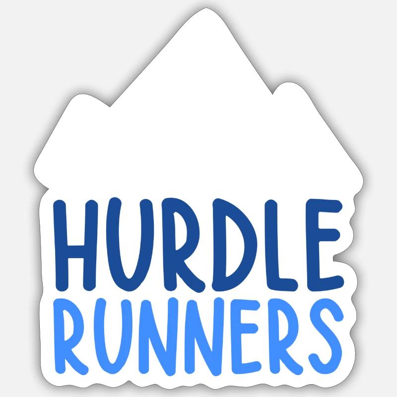 hurdle runner bleu et blanc - Sticker taille S (10 x 10 cm) - blanc mat