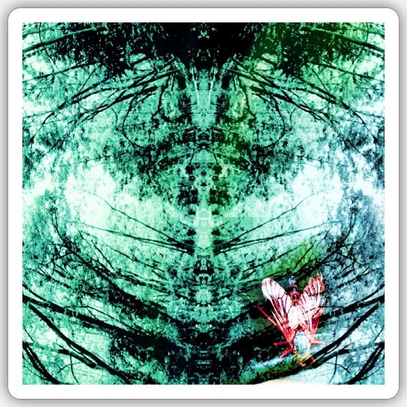 Forest Reflection Teal Butterfly Sticker size S (10 x 10 cm)