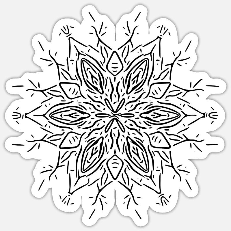 Mandala Flower Lines Shape Pattern - Sticker taille S (10 x 10 cm) - blanc mat