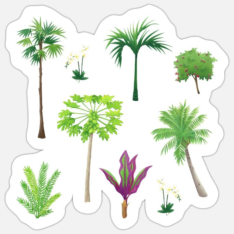 Asian Plant Patterns - Sticker size S (10 x 10 cm) - white matte