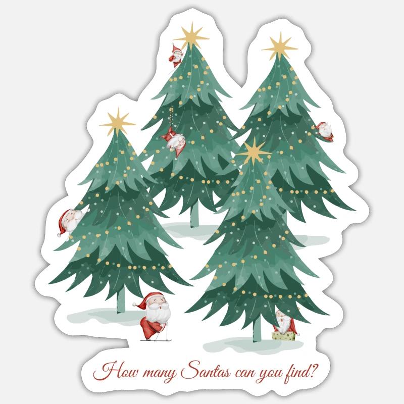 Cache-cache le Père Noël - Sticker taille S (10 x 10 cm) - blanc mat