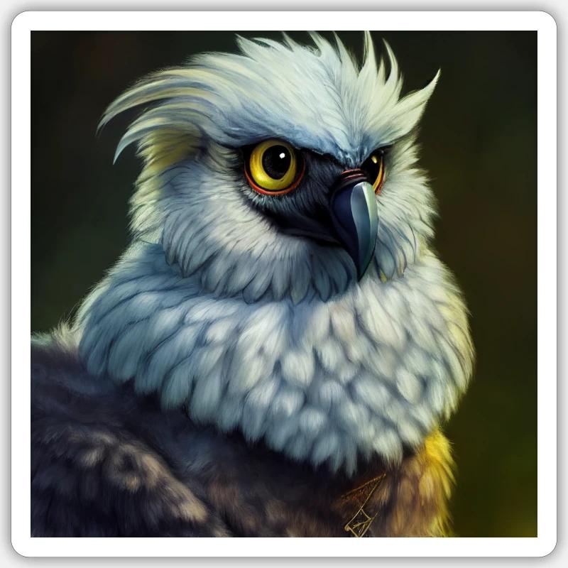 Griffon Oiseau Aigle Majestueux - Sticker taille S (10 x 10 cm) - blanc mat
