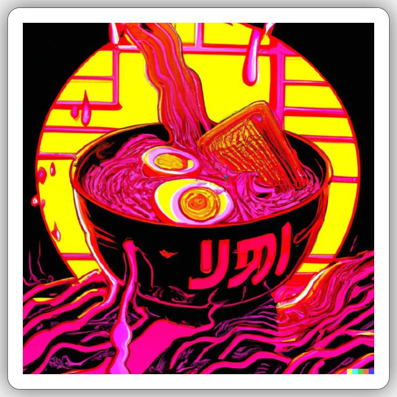 Ramen - Sticker taille S (10 x 10 cm) - blanc mat