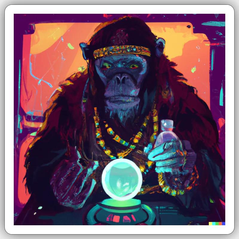 Fortune Teller Monkey Sticker size S (10 x 10 cm)