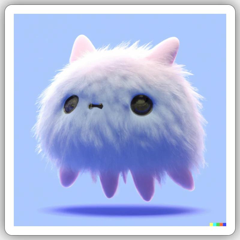 Monstre moelleux - Sticker taille S (10 x 10 cm) - blanc mat