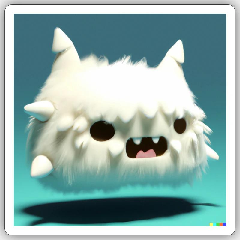Monstre moelleux - Sticker taille S (10 x 10 cm) - blanc mat