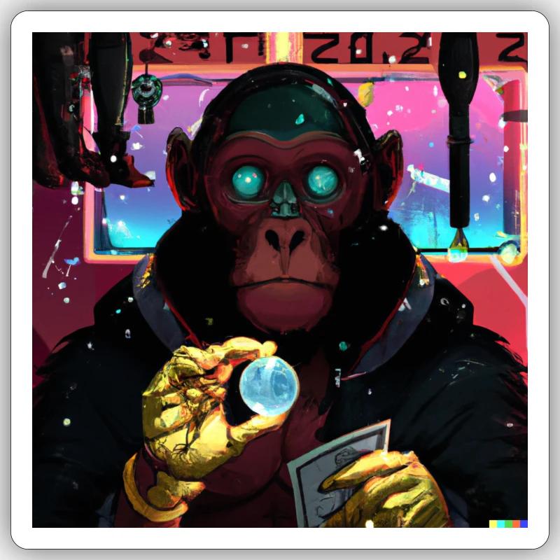 Fortune Teller Monkey Sticker size S (10 x 10 cm)
