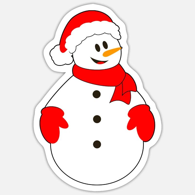 Snowman with Christmas hat - Sticker size S (10 x 10 cm) - white matte