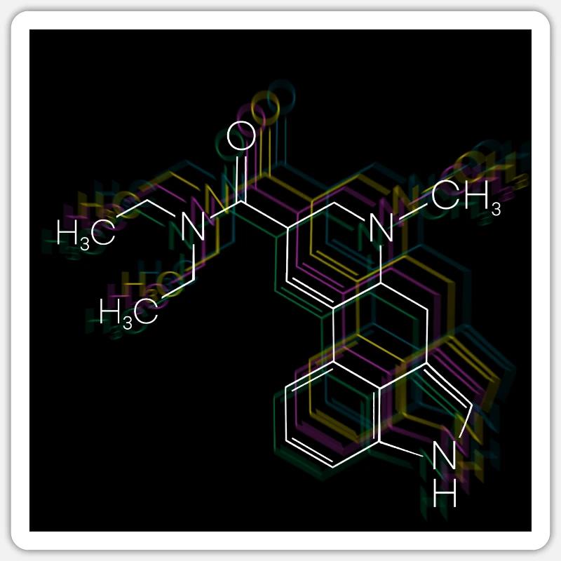 LSD-Molekül - Sticker Größe S (10 x 10 cm) - Mattweiß