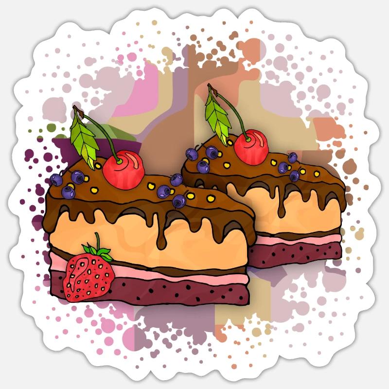 Kuchen - Sticker Größe S (10 x 10 cm) - Mattweiß