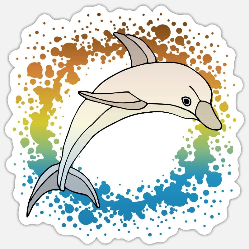Dauphin - Sticker taille S (10 x 10 cm) - blanc mat