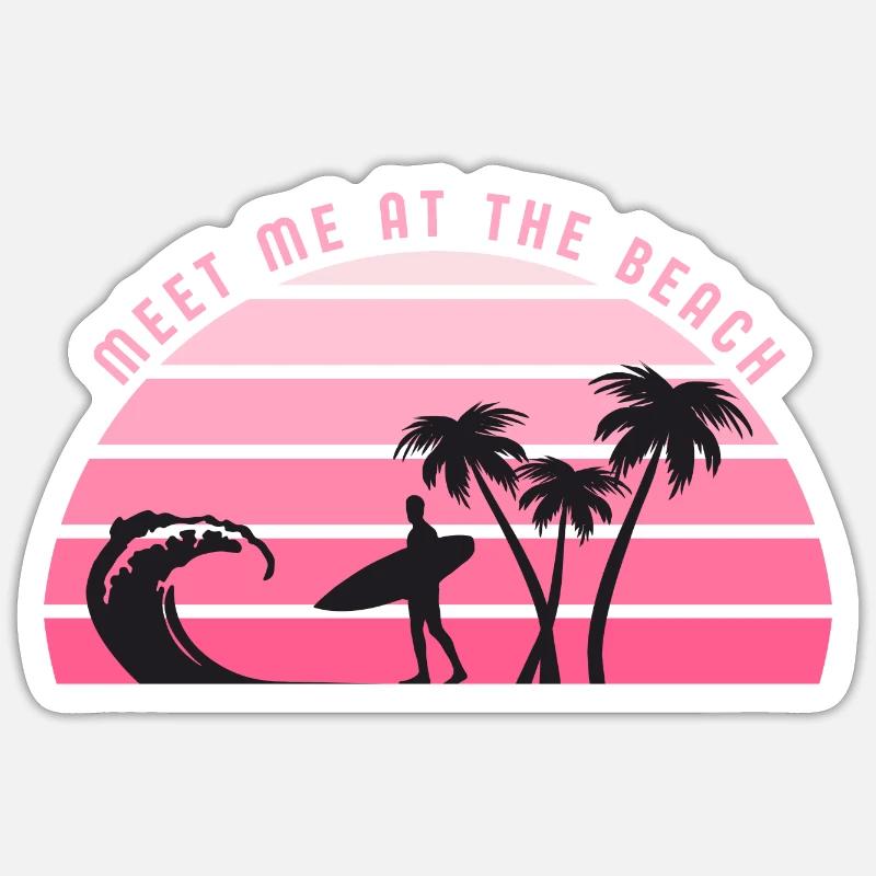 Rencontrez-moi à la plage - Sticker taille S (10 x 10 cm) - blanc mat