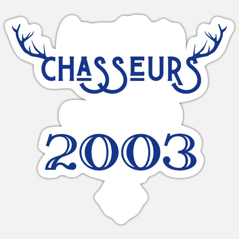 Anniversaire chasseur 2003 - Sticker taille S (10 x 10 cm) - blanc mat