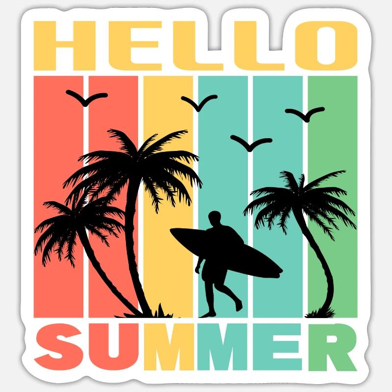 Hello Summer - Sticker Größe S (10 x 10 cm) - Mattweiß