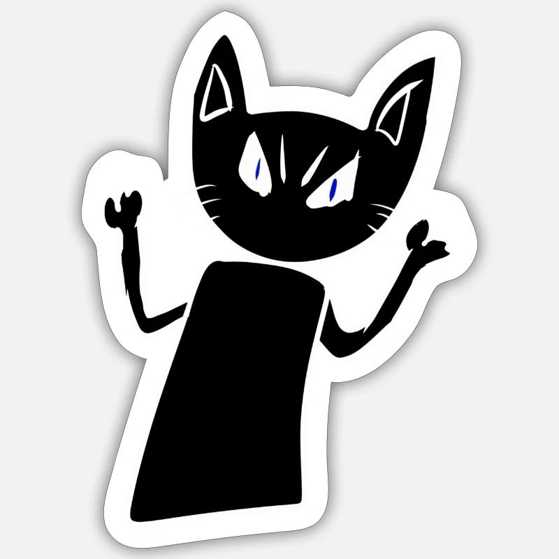 Katze gruselig wütend wut Tier - Sticker Größe S (10 x 10 cm) - Mattweiß