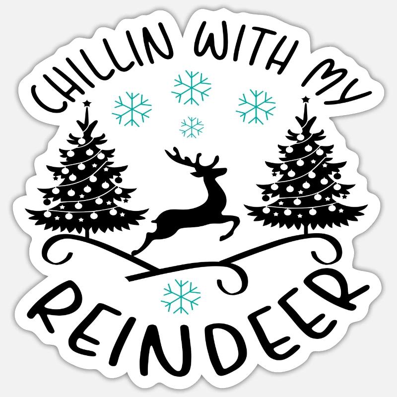 Chillin avec mes rennes - Sticker taille S (10 x 10 cm) - blanc mat