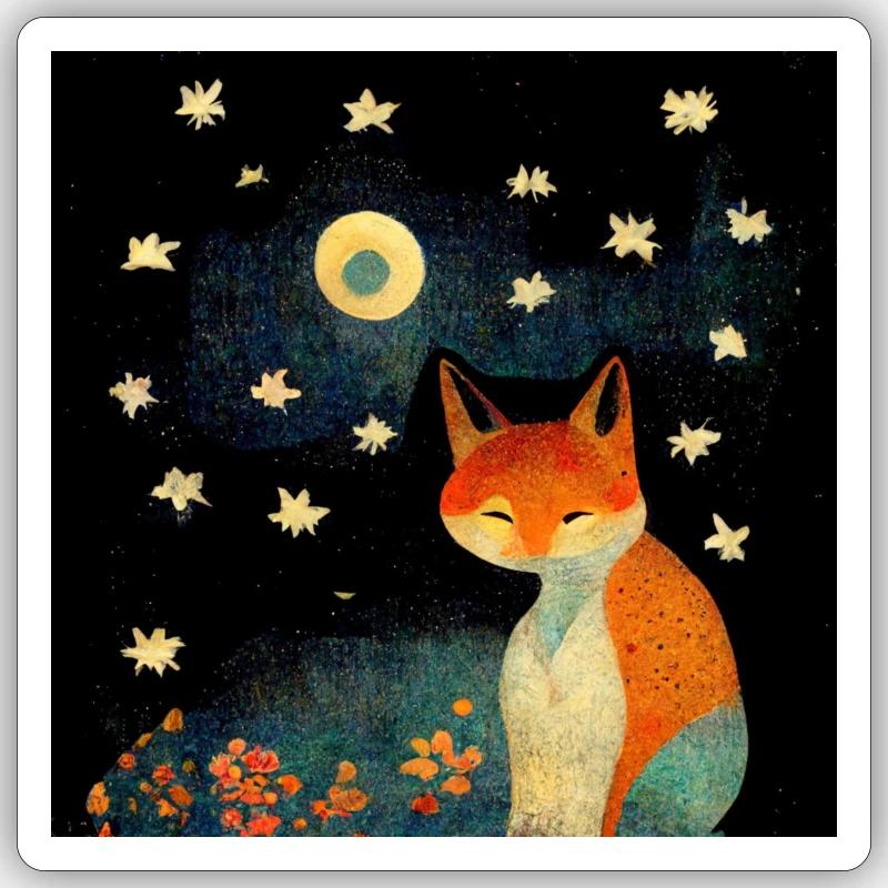 Fuchs im Mondschein Sticker Größe S (10 x 10 cm)