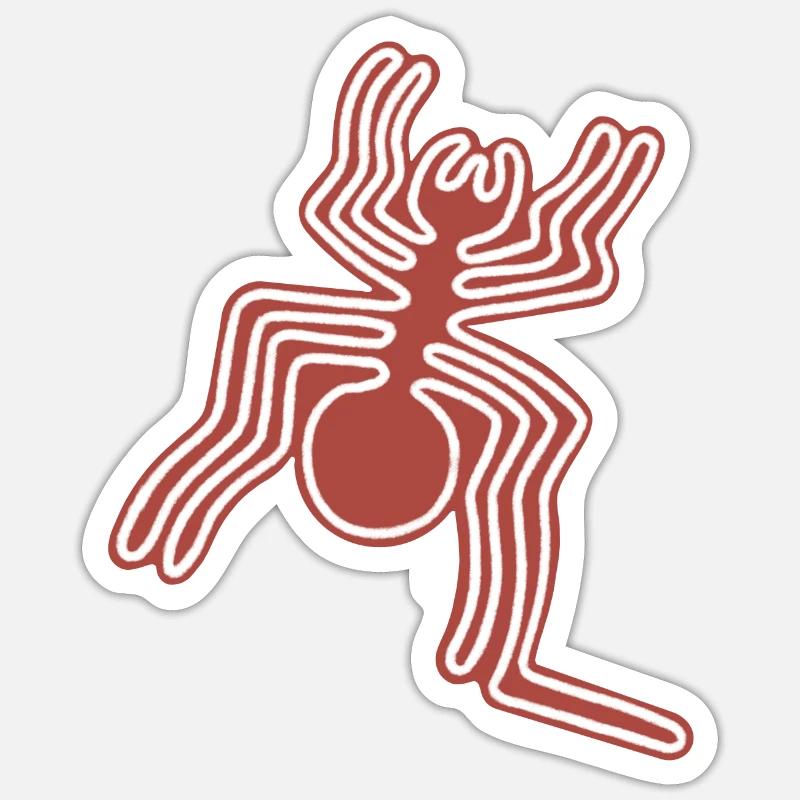Nazca Lines Spinne - Sticker Größe S (10 x 10 cm) - Mattweiß