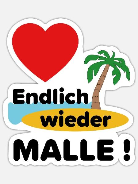 Endlich wieder Malle ! - Sticker Größe S (10 x 10 cm) - Mattweiß
