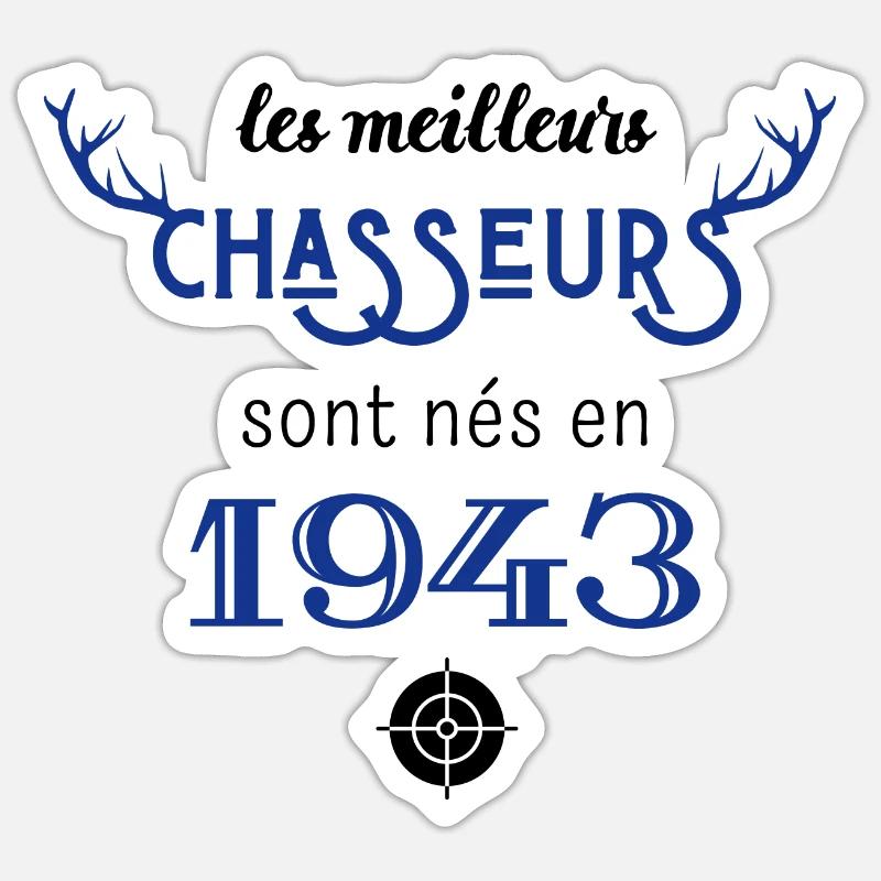 Anniversaire chasseur 1943 - Sticker taille S (10 x 10 cm) - blanc mat