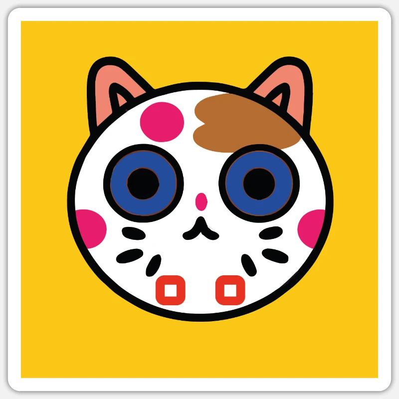 flat cat - Sticker size S (10 x 10 cm) - white matte