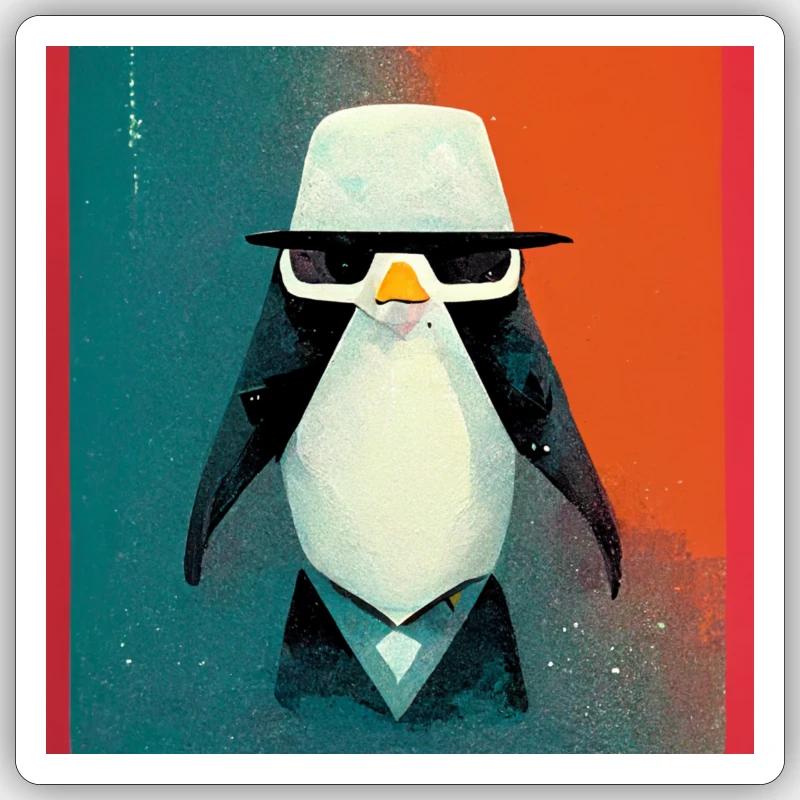 Draxler Design penguin hacker bazooka - Sticker Größe S (10 x 10 cm) - Mattweiß