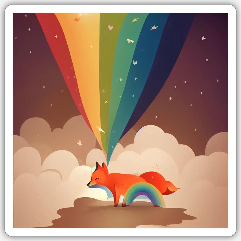 Fuchs Regenbogen - Sticker Größe S (10 x 10 cm) - Mattweiß